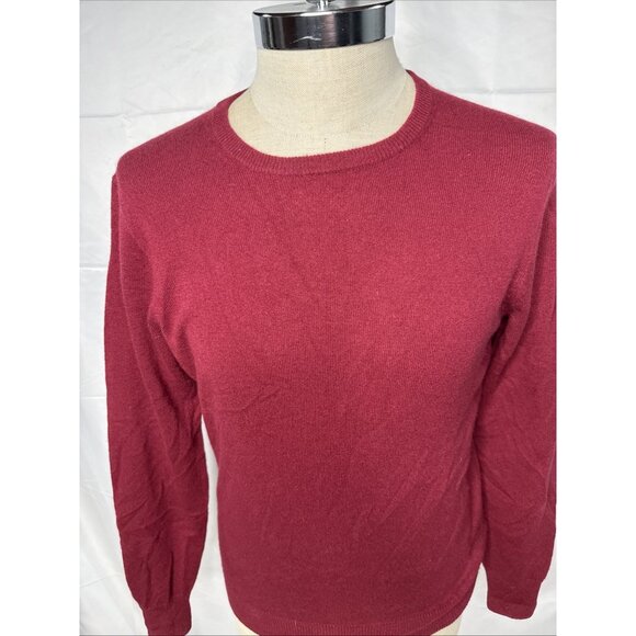J Crew Cashmere Sweater Mens S Burgundy Crew Neck Preppy Old Money Maroon - Picture 2 of 5